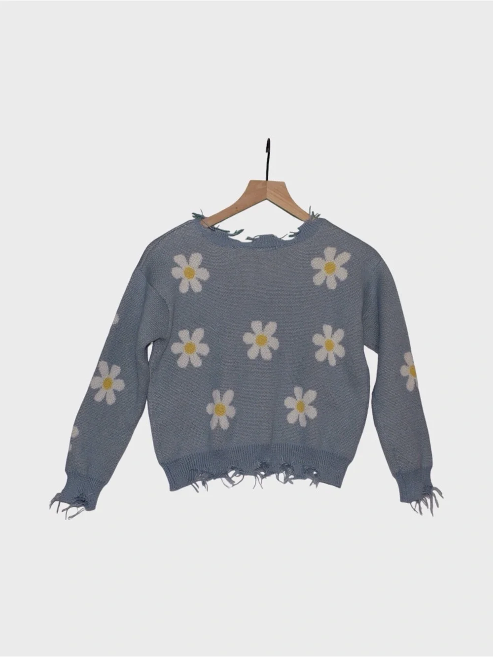 Belle du Jour Girls Daisy Distressed Sweater